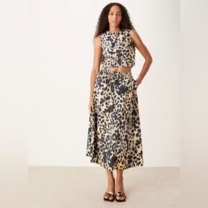 ASOS Mango Leopard Print Skirt and Top Set NWT